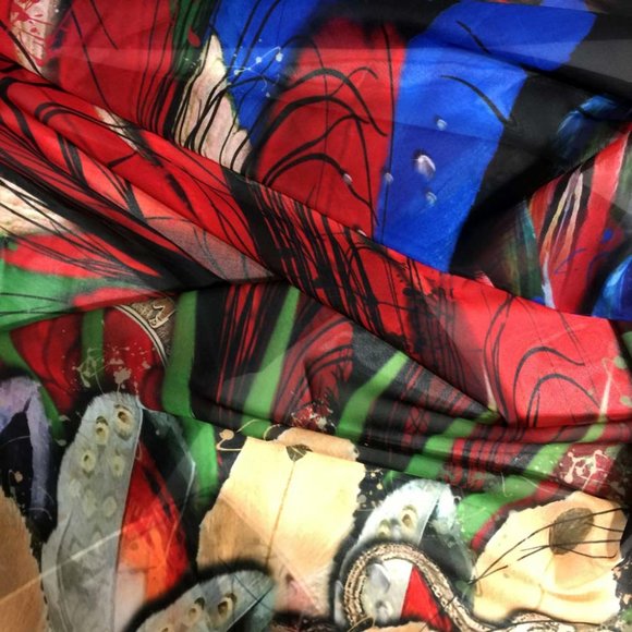 Scarlet McCaw Tropical Wings Chiffon Oversized Square Scarf Shawl - Picture 14 of 16